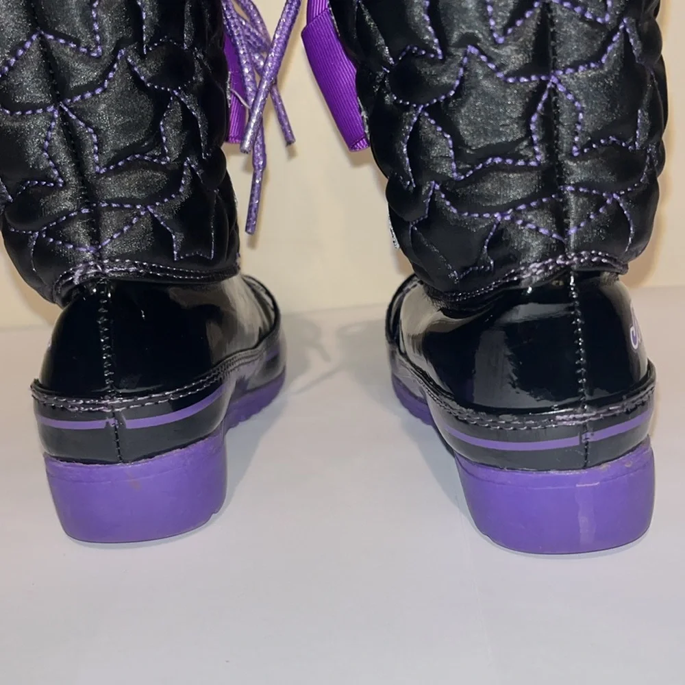 Jo Jo Siwa Black Snow Boots w/Purple Bows Toddler Girls Size 8